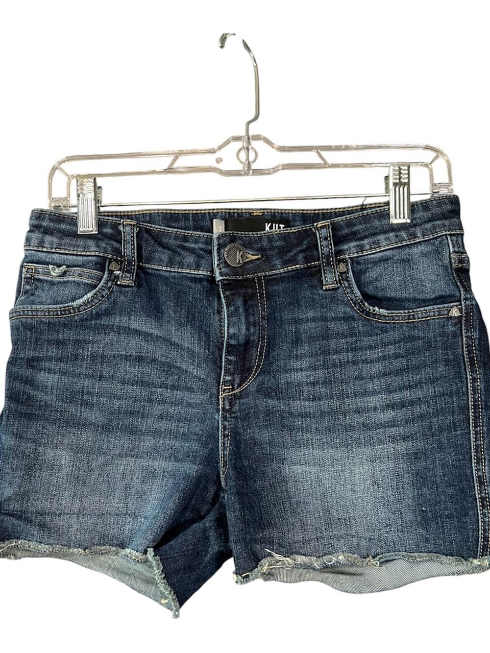 KUT from the Kloth Gidget Fray Denim Shorts Size 2 Blue Stretch Raw Hem Jean